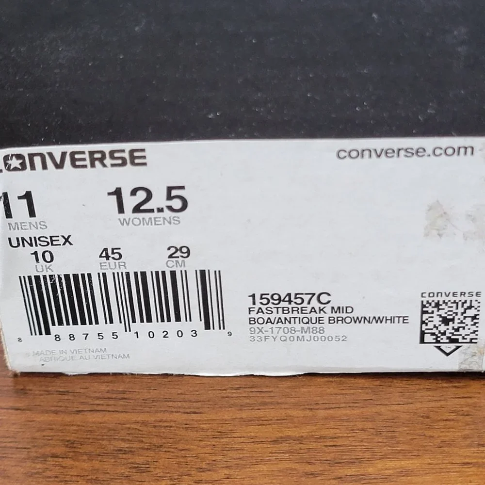 Converse X 3M Fastbreak Mid Canvas 159457C Boa/Antique Brown/White Size 11 - Picture 13 of 13